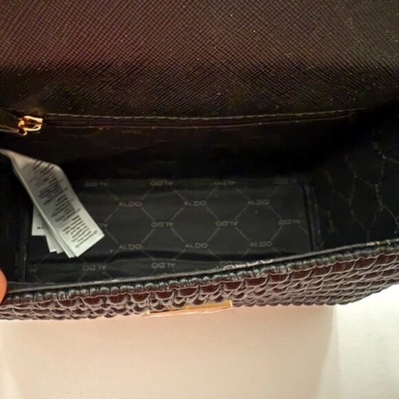 Aldo Black Kaasien Purse Quilted Crossbody Gold Chain Strap & Top Handle NWOT - Picture 8 of 8
